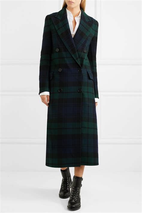 burberry double-breasted tartan wool and cashmere-blend coat|burberry long cashmere blend.